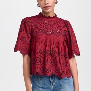 Sea - Lainey Embroidery Short Sleeve Top